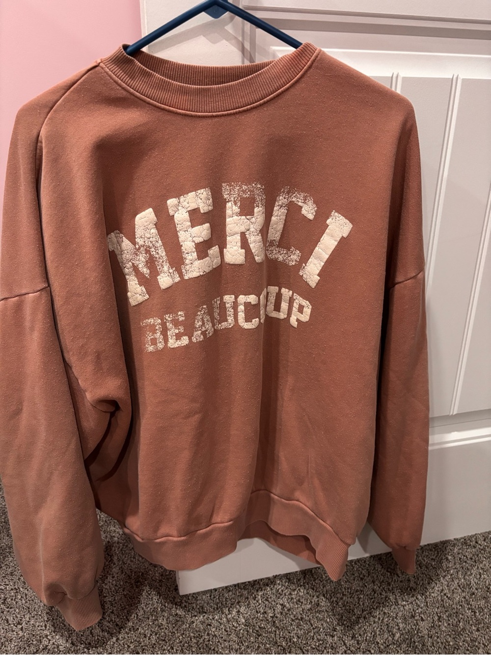 Merci Beaucoup Graphic Crewneck Sweatshirt - Dusty Rose